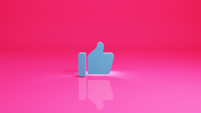 Blue thumbs-up icon.