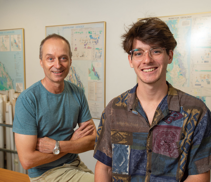 Professor Balz Kamber and  QUT PhD student Carl Walsh