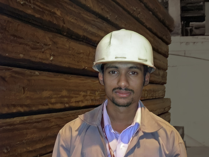 Arun Deveraj in a steel mill in India