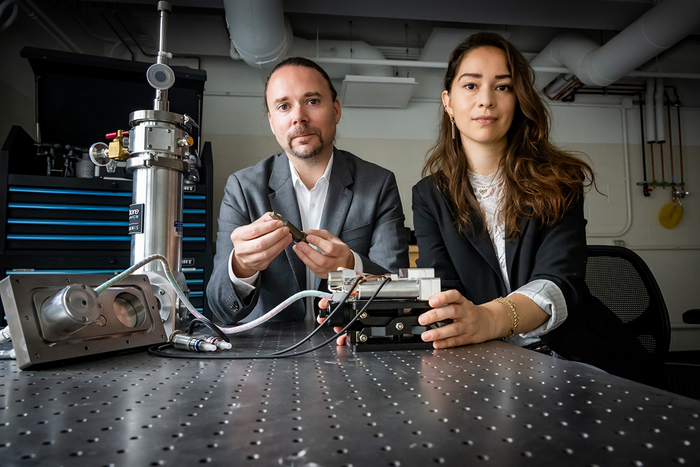 Materials science and engineering professors Jean-Charles Stinville and Marie Charpagne