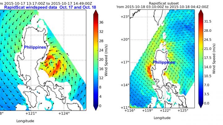 2 Views of Koppu's Winds Near the Philippines