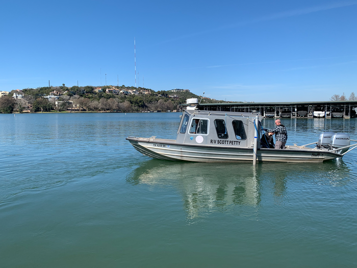 UTIG's RV Scott Petty on Lake Austin