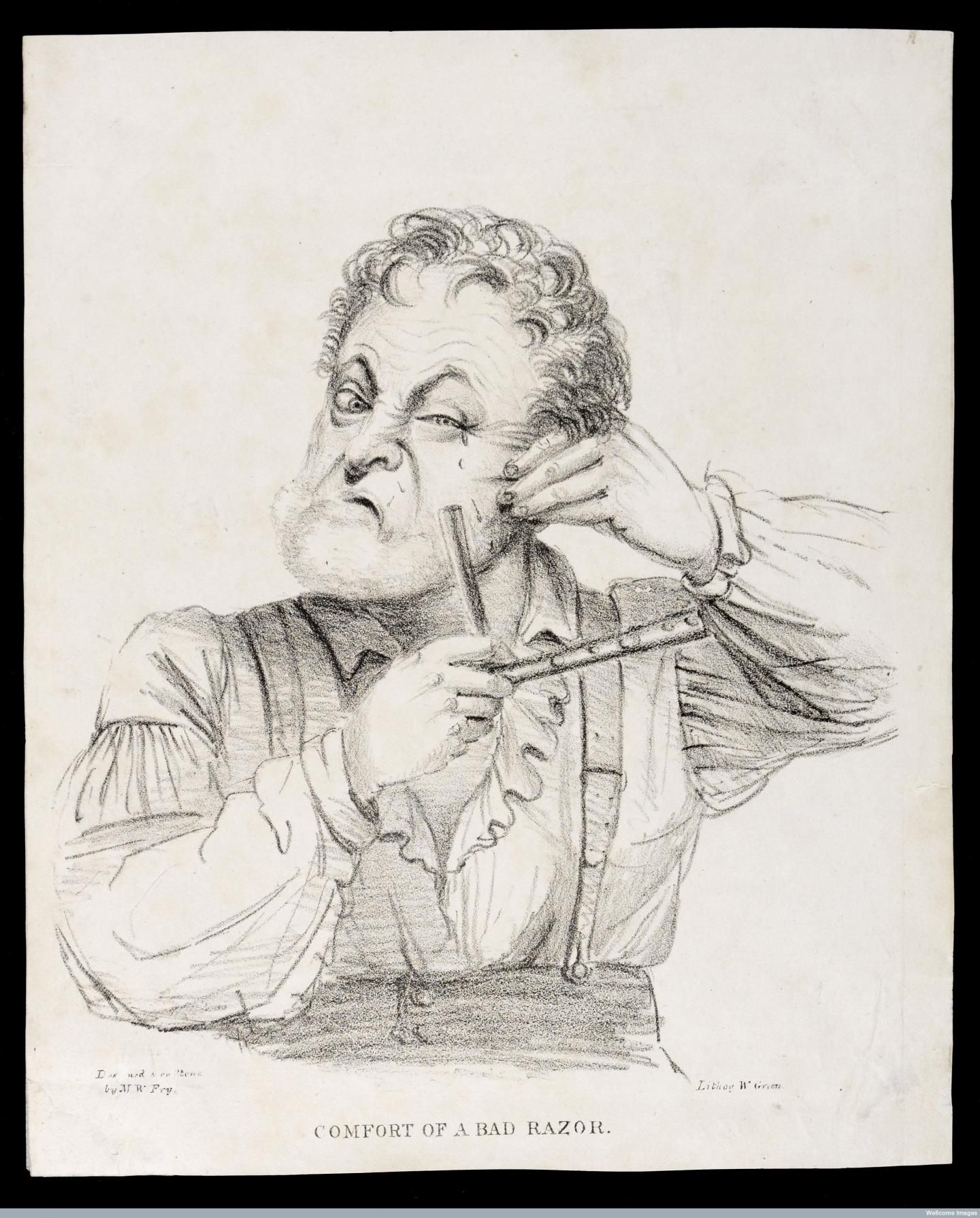 Man Trying to Shave with Blunt Razor