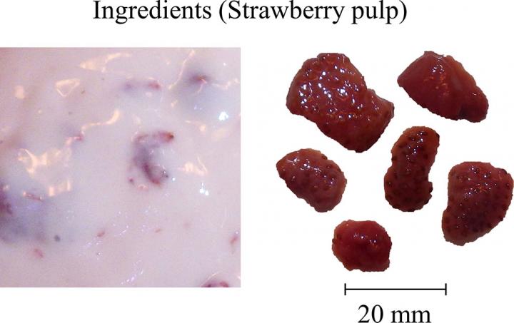 Photographs of Strawberry Pulp Dispersed in the Original Fruiche Source Food