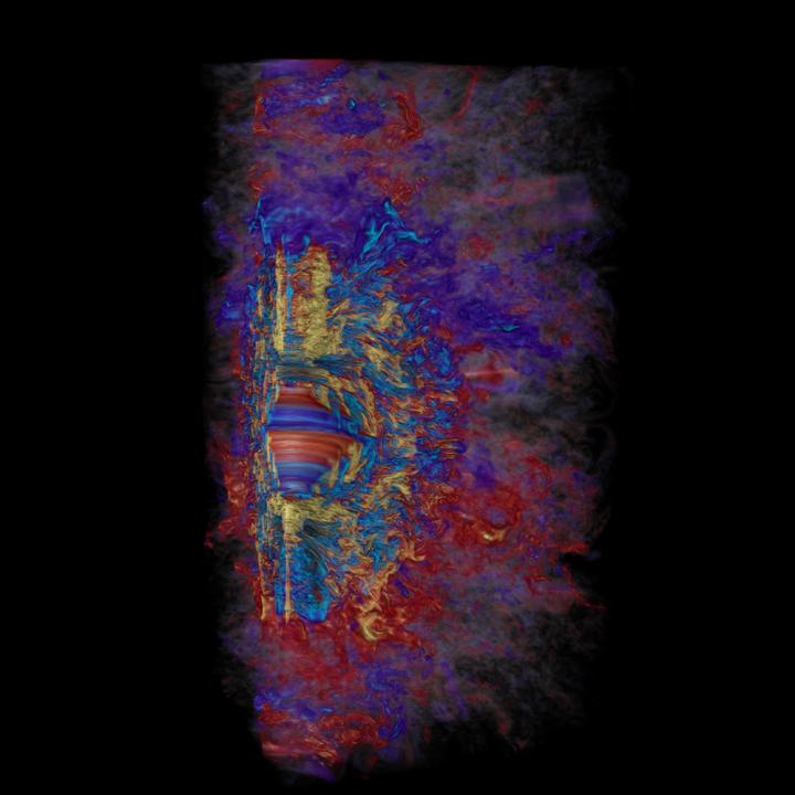 Simulation of Collapsed Stellar Core Shows Key to Building Powerful Magnetic Fields