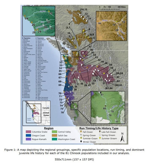 Chinook study map image eurekalert science news releases