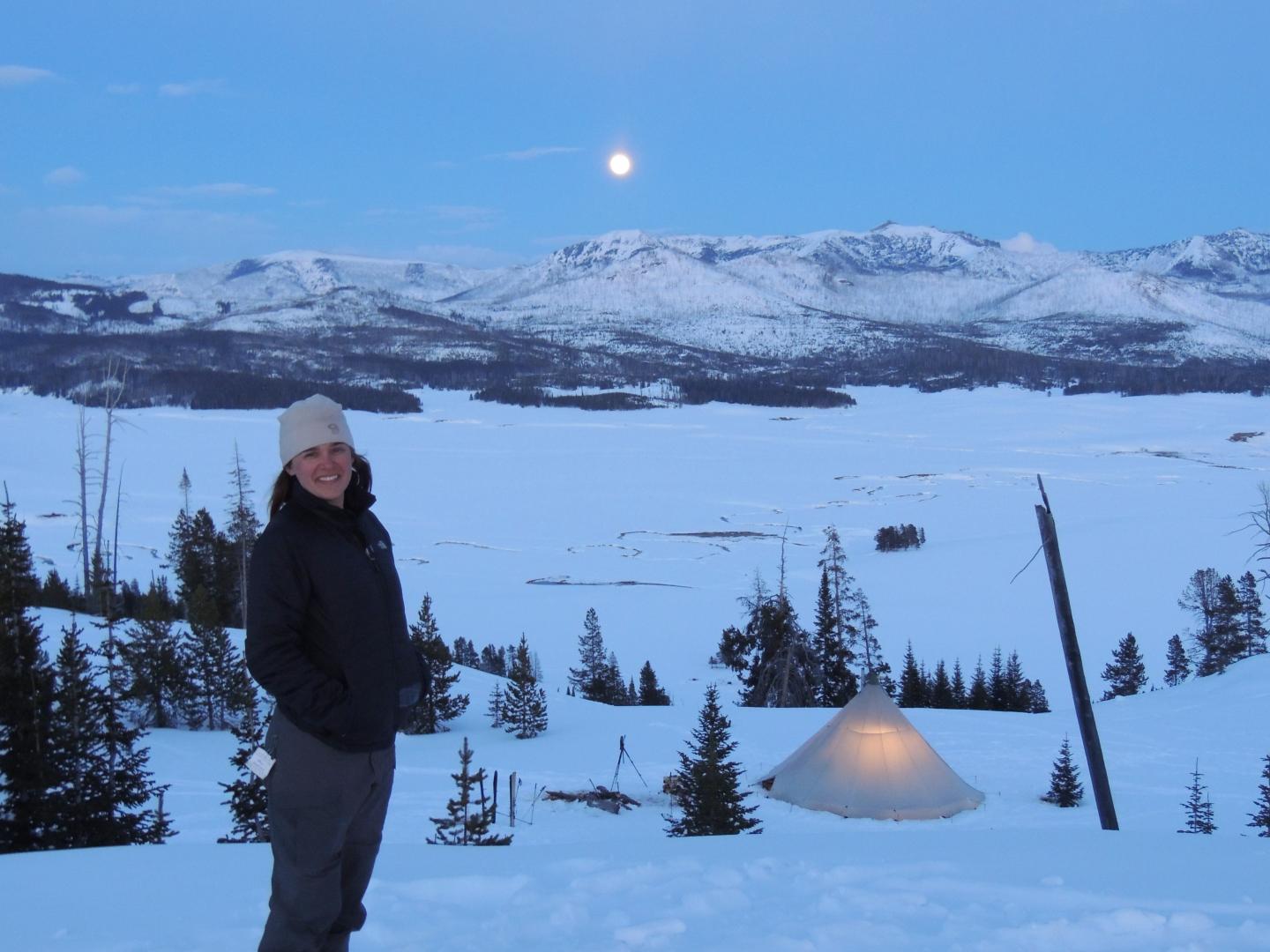 USU Ecologist Aimee Tallian at Yellowstone National Park's Pelican Valley