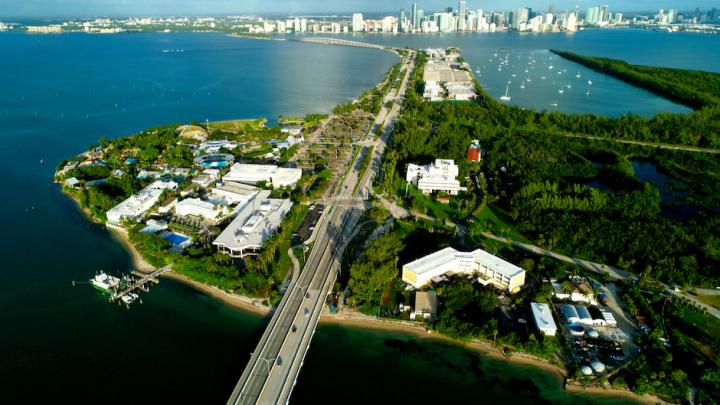 Aerial view of the University of Miami Rosenstiel School and NOAA research partners