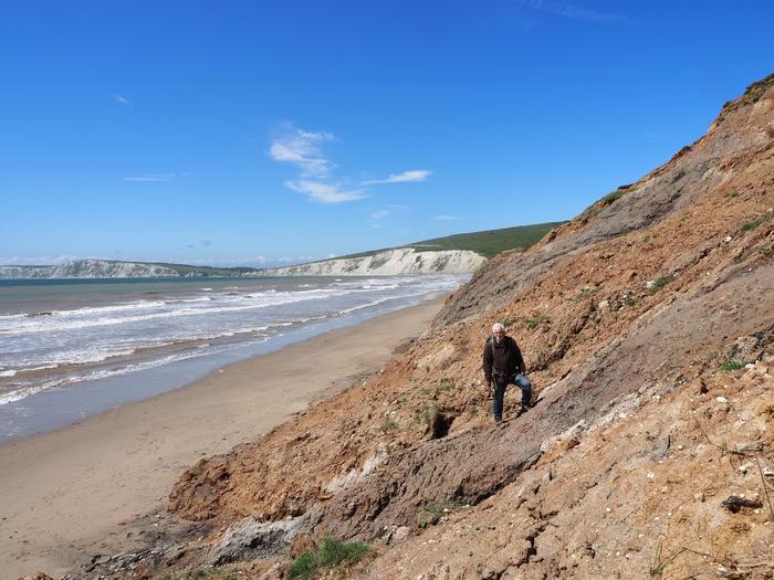 Jeremy Lockwood at the excavation site, Compton Bay, Isle of Wight