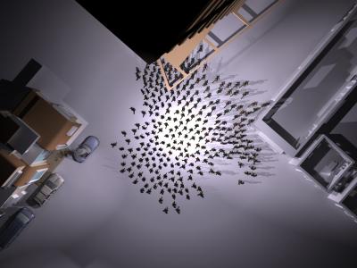Interactive Model of Crowd Evacuation Dynamics -- Model-02