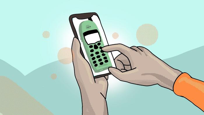 Drawing of a smartphone and basic phone