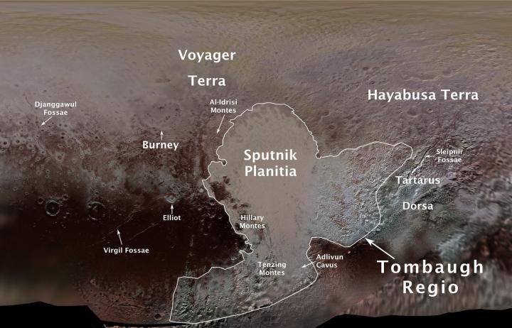 Names of Surface Features on Pluto