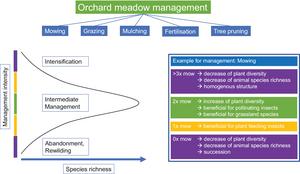 Schematic figure illustrating the effects of management intensification on species richness.