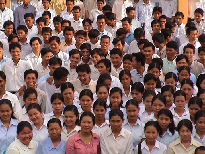 A Student Assembly at Maharishi Vedic University campus in Cambodia