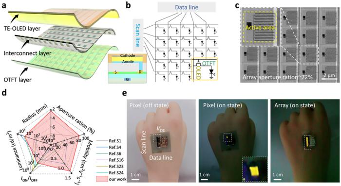 Figure 2 | Vertically stacked skin-like AMOLEDs.