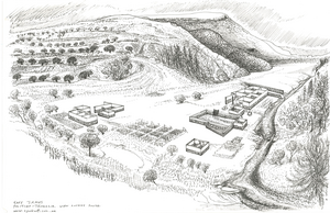 Artistic depiction of Bronze Age settlement of Politiko-Troullia