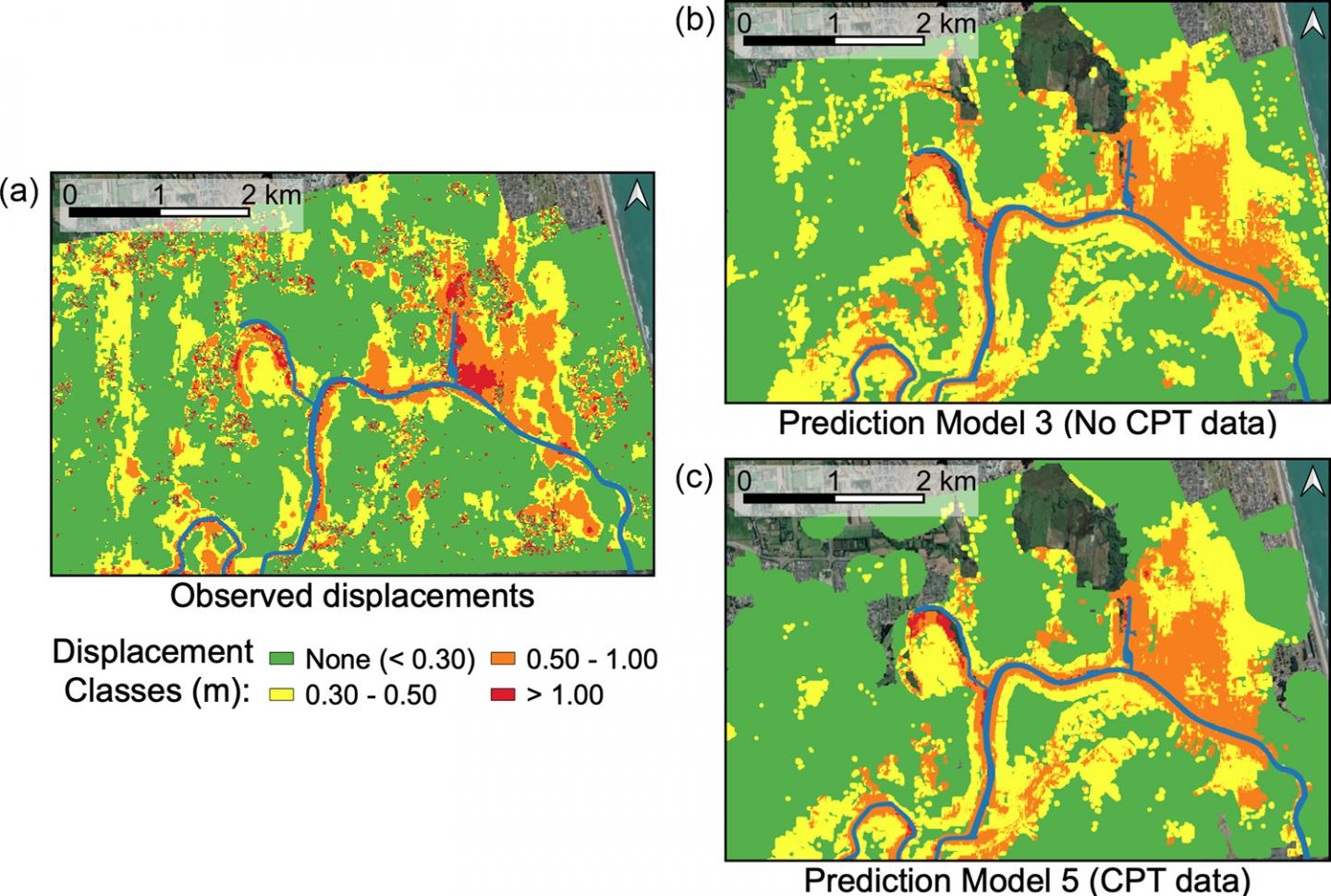 Large-scale lateral spreading displacement maps for the 22 February 2011 Christchurch earthquake