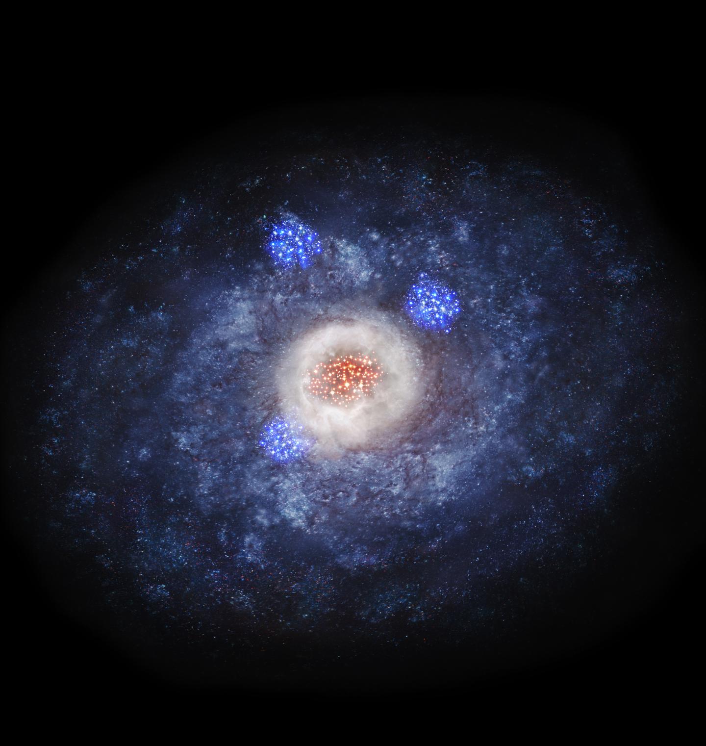 Artist's Impression of a Disk Galaxy Transforming in to An Elliptical Galaxy