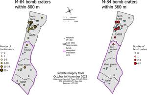 Satellite data shows massive bombs dropped in dangerous proximity to Gaza Strip hospitals in 2023