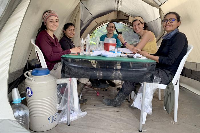 team in tent