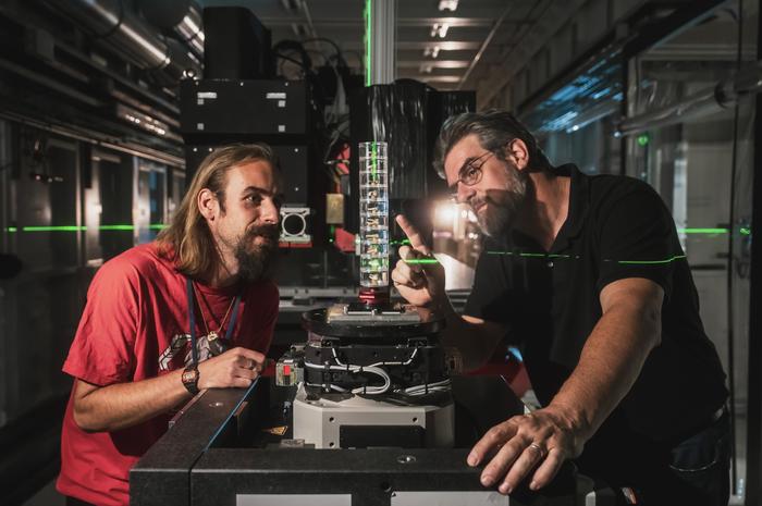 Paul Tafforeau and Vincent Beyrand at the European Synchrotron (ESRF)