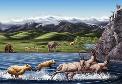 Artist Reconstruction of Ancient Zanda Basin Fauna