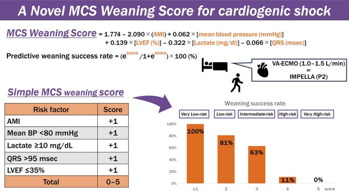 New Risk Scoring Method for Predicting Mechanical Circulatory Support (MCS) devices Weaning Success