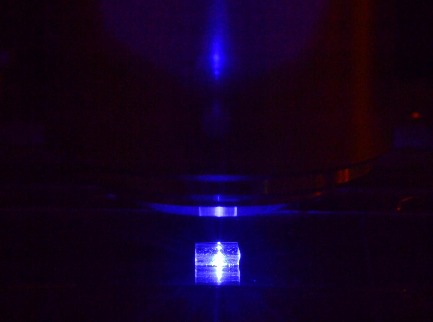 Lithium Fluoride Crystal under a Fluorescence Microscope