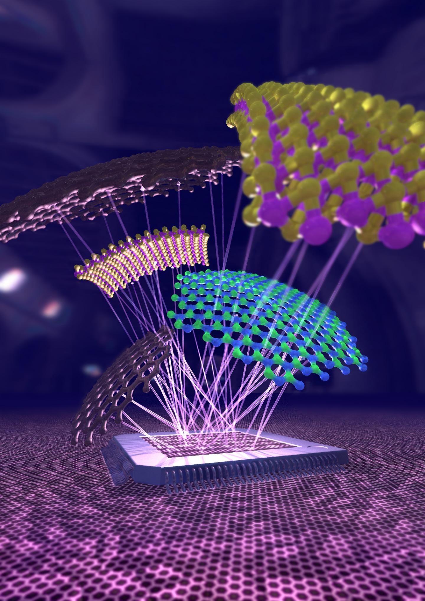 Artistic Illustration of Silicon Technology Combined with 2D Materials