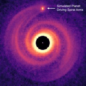 Protoplanetary disk with spiral arms