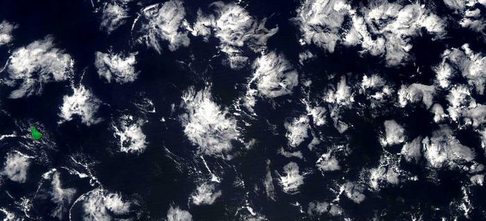 Satellite image of clumped clouds