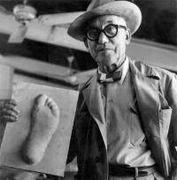 Le Corbusier with a Casting of His Foot