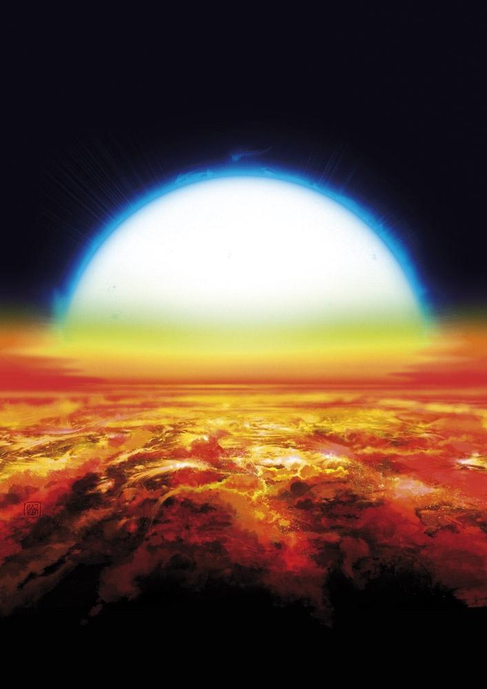 Artist's View of a Sunset over KELT-9b