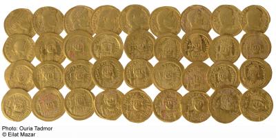 Gold Coins Discovered at the Foot of the Temple Mount in Jerusalem during Hebrew University Excavati