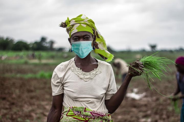 Female Farmer Protects Herself against Covid-19