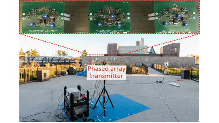 Phased array antenna testing on rooftop