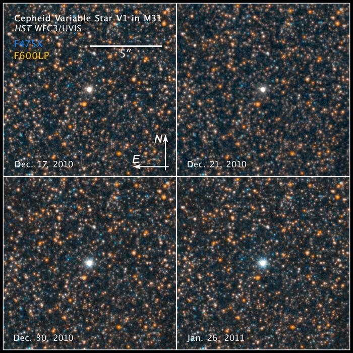 Hubble Compass Scale Image of V1 in M31