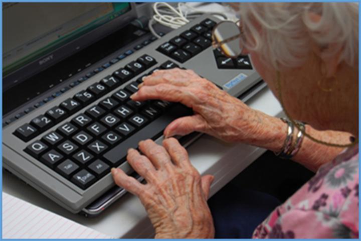 Elderly Person at Computer