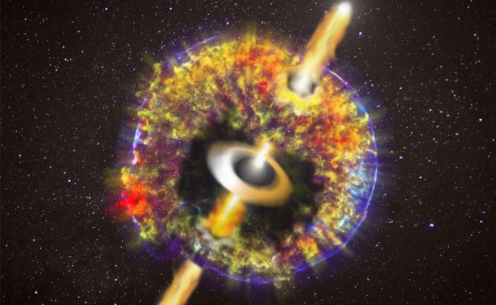 Radioactive cloud after neutron star collision