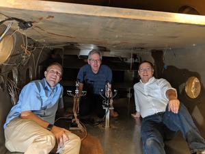 Authors Robert White, Ian Neeson and Don Banfield in the Mars Simulation Wind Tunnel at the University of Aarhus