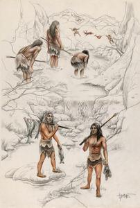 Life restoration of ancient humans at Tianyuan Cave