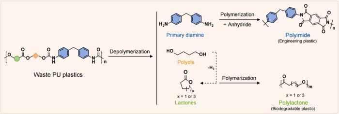 Catalytic upcycling of polyurethane into valuable polymers