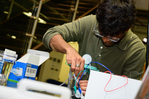 student working on prototype