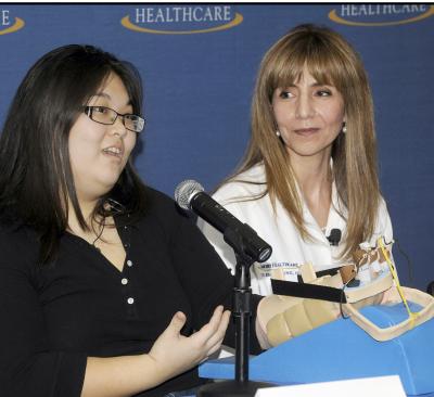 Hand Transplant Paitient with her lead doctor at Emory University Hospital