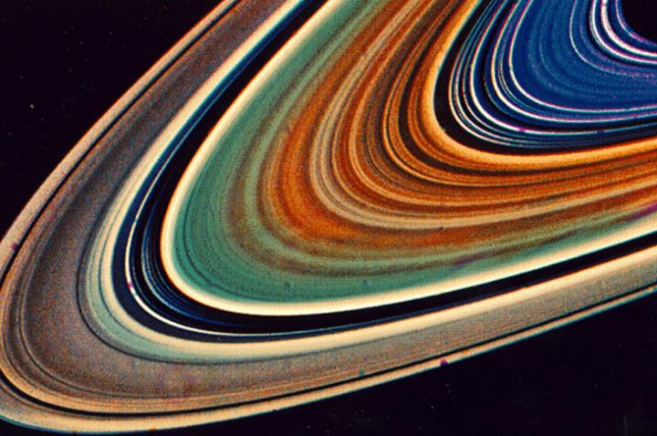 Voyager 2 False-Color Image of Saturn's Rings
