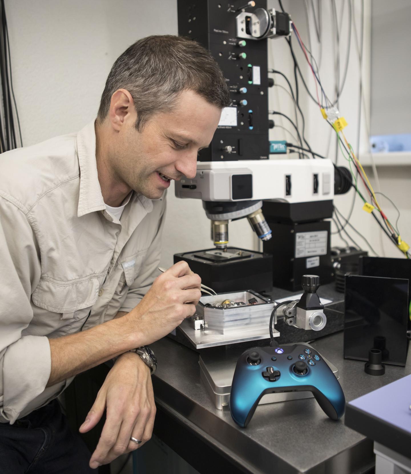 Michel Calame in his Laboratory