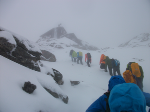 Taking samples in the snow