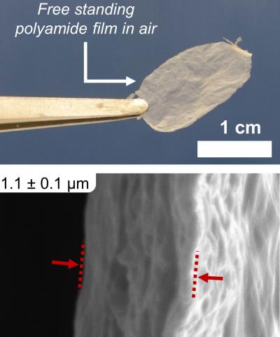 A Free-Standing Sample of An Extremely Thin Polyamide Film Made for Reverse Osmosis