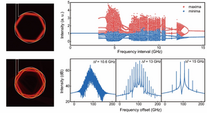 Magnetic field (|Hz|) distributions of the 0th  and 1st transverse modes (left) and simulated results of the rate equation.