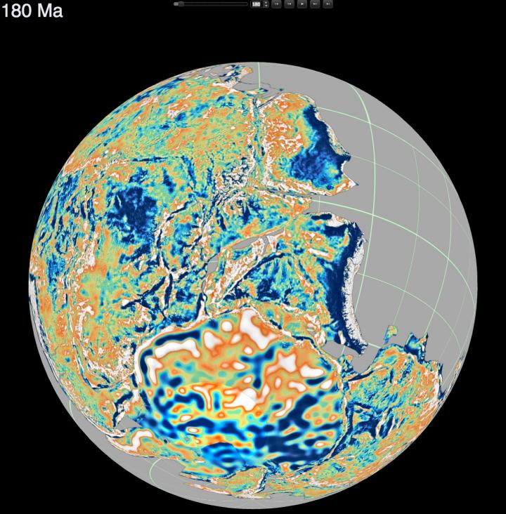 Reconstruction of Pangea 180 Million Years Ago